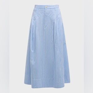The Great The Field Striped Midi Skirt in Light Blue/White Stripe,Size 1 (Small)